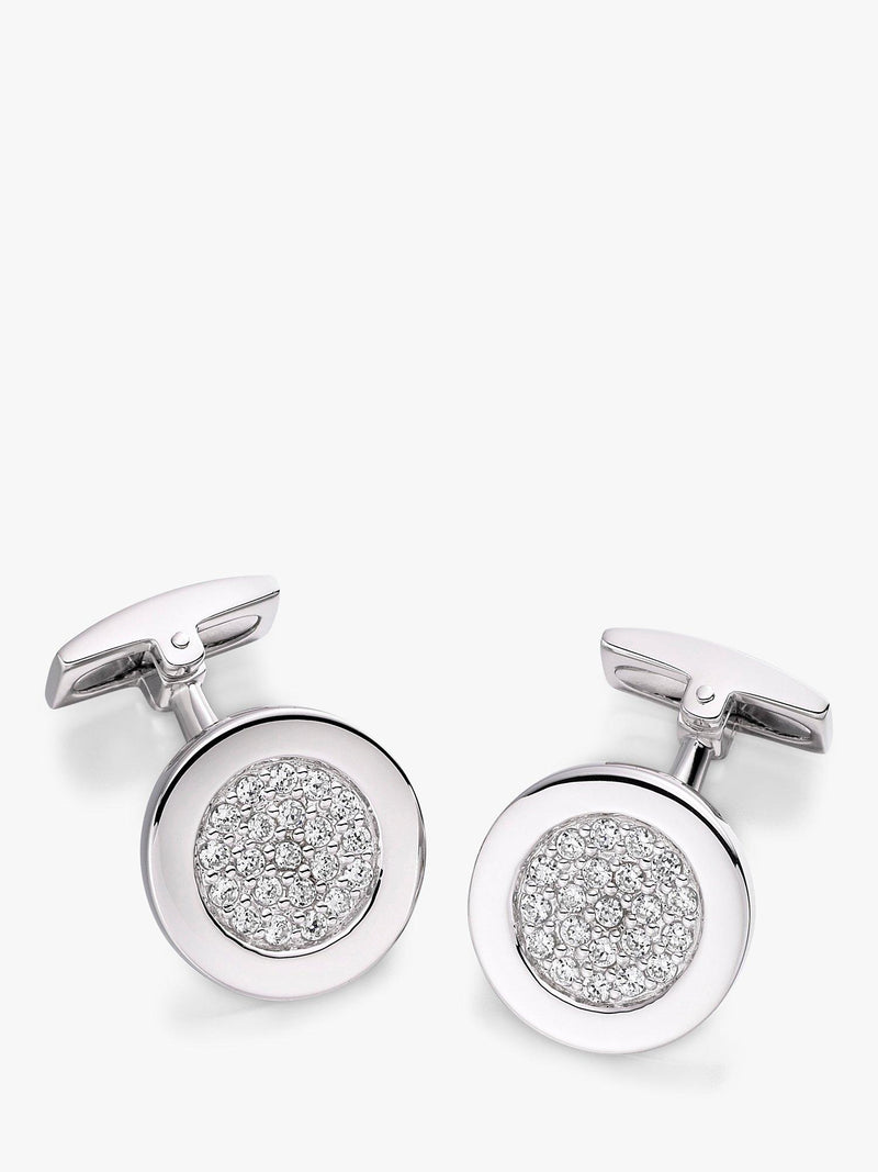 Hoxton London round cubic zirconia cufflinks, UK version