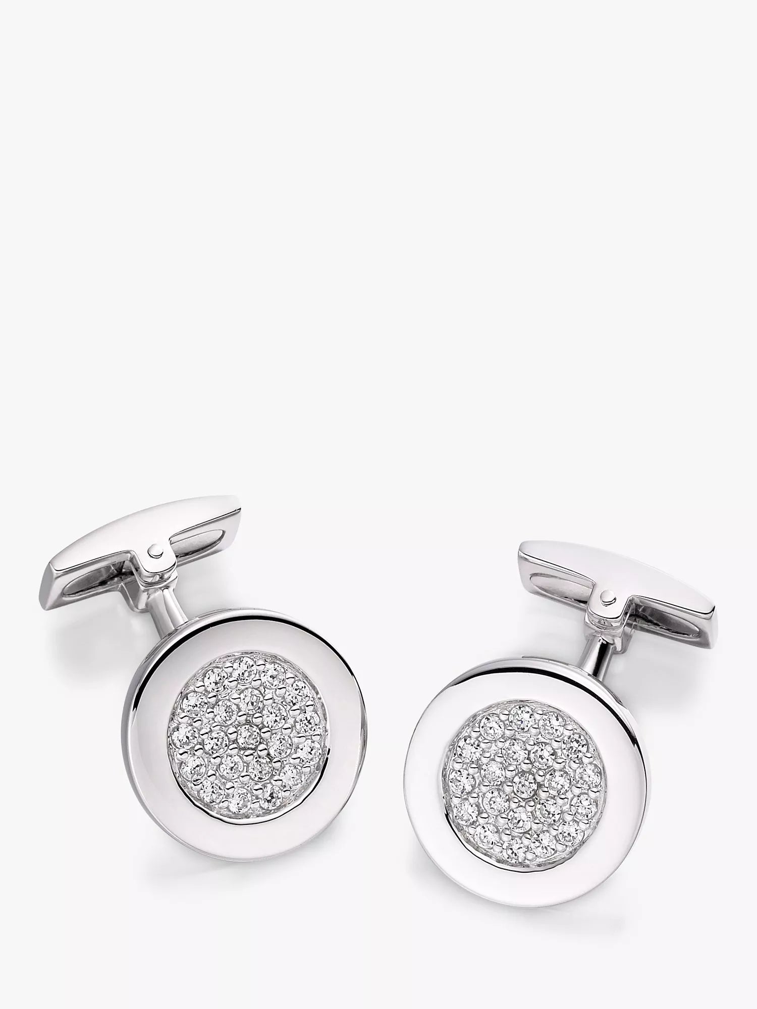 Hoxton London round cubic zirconia cufflinks, UK version