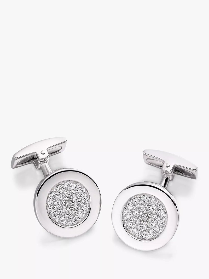 Hoxton London round cubic zirconia cufflinks, UK version