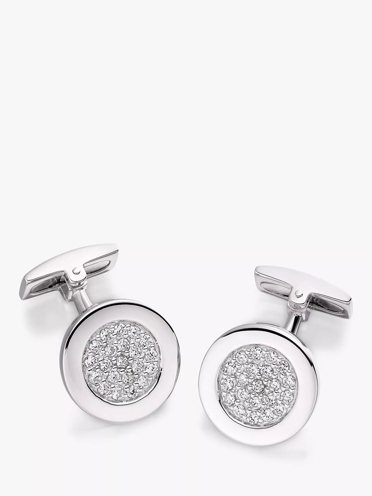 Hoxton London round cubic zirconia cufflinks, UK version