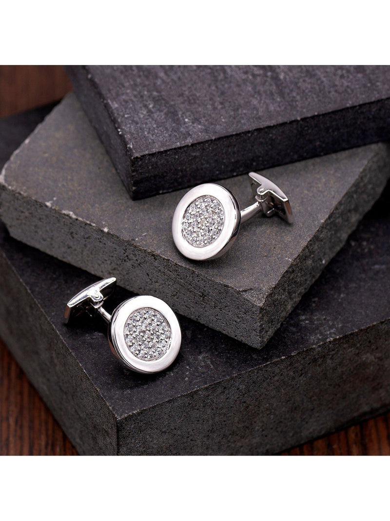 Hoxton London round cubic zirconia cufflinks, UK version