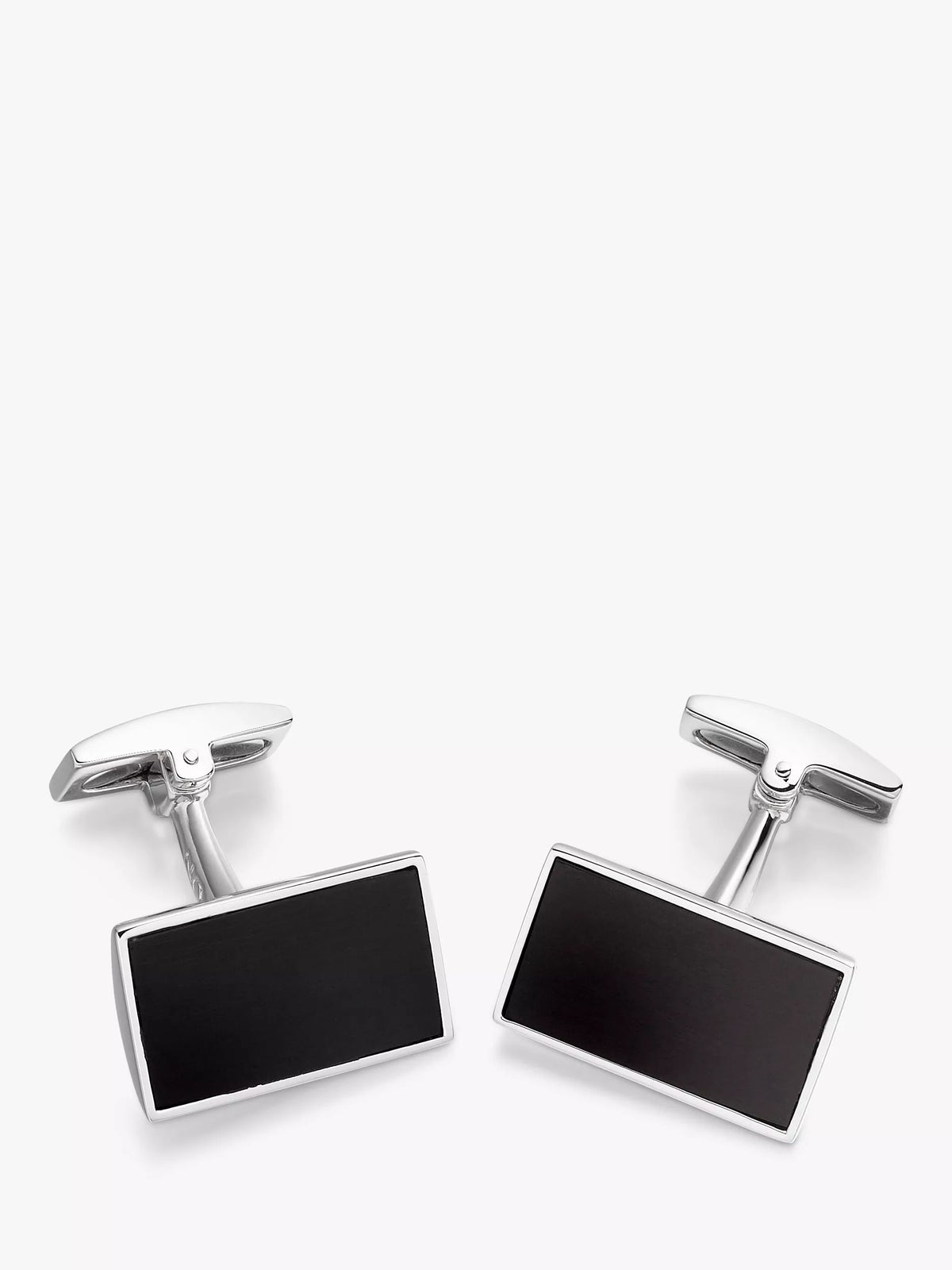 Hoxton London ebony wood rectangle cufflinks silver - British product