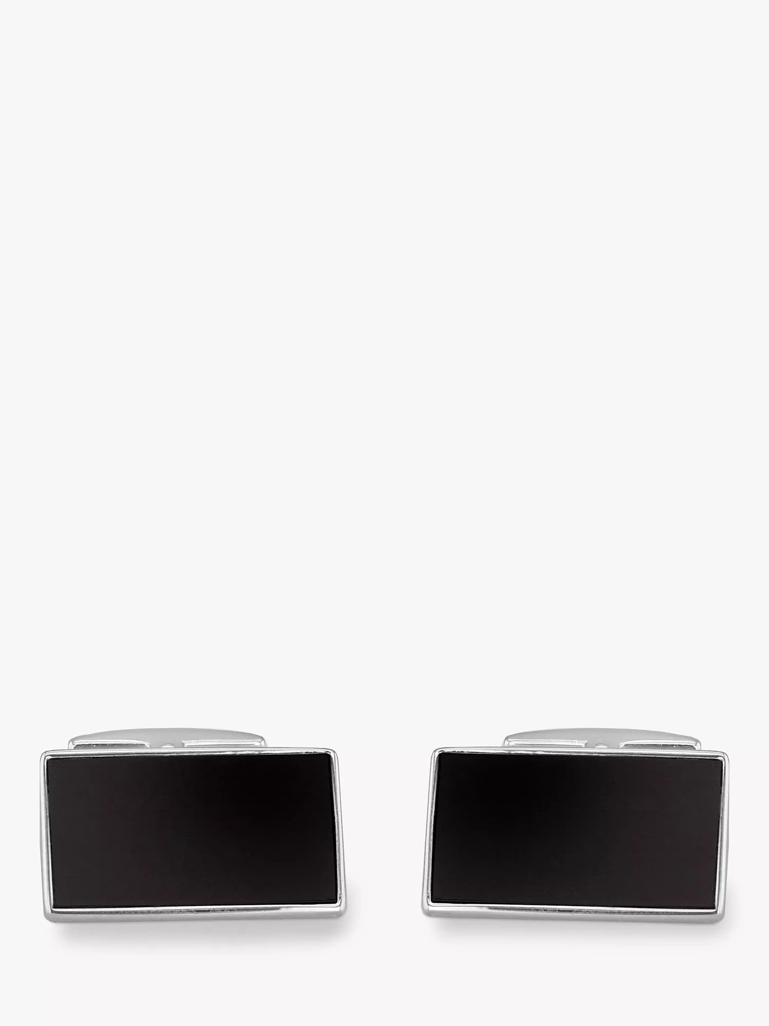 Hoxton London ebony wood rectangle cufflinks silver - British product