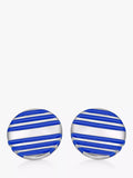 Hoxton London enamel stripe round cufflinks, silver-blue - British product