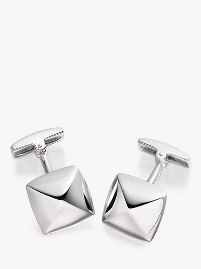 John Lewis Hoxton London Pyramid Square Cufflinks Silver- Buy online at McGrocer