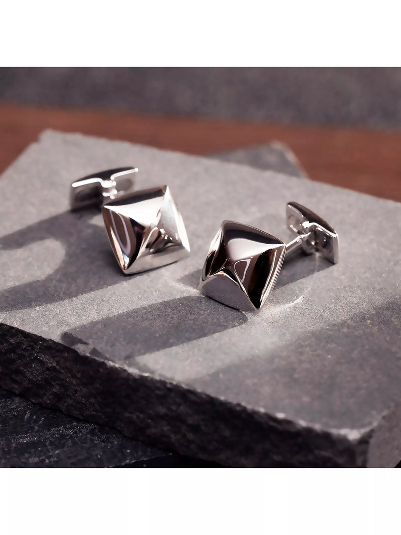 Hoxton London silver pyramid square cufflinks, UK version