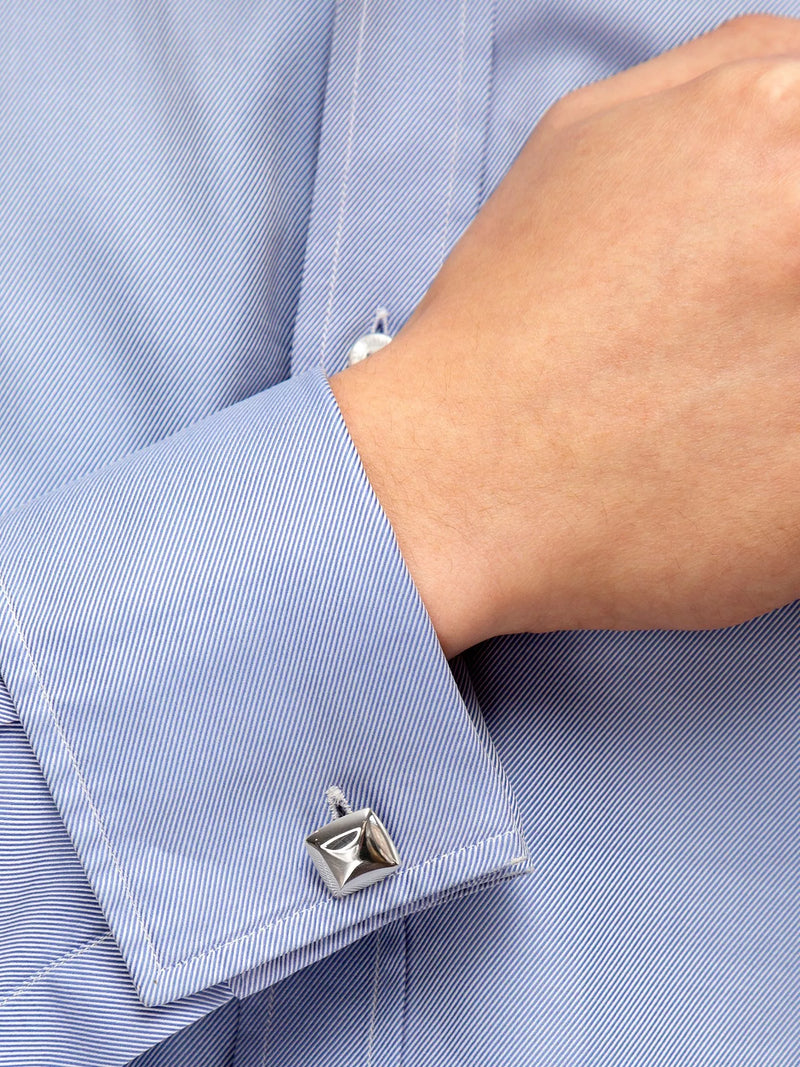 Hoxton London silver pyramid square cufflinks, UK version