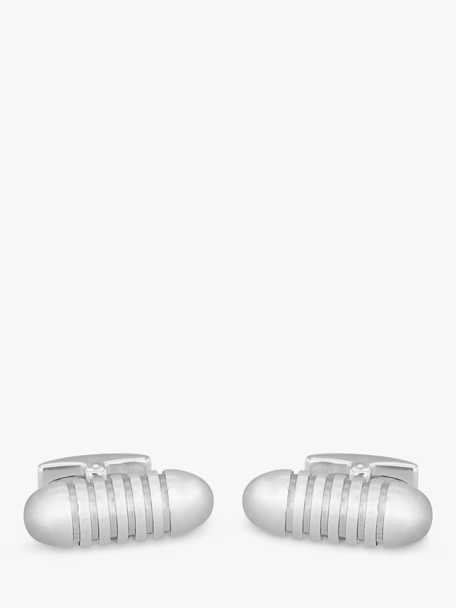 Hoxton London sterling silver ribbed bullet cufflinks - British product