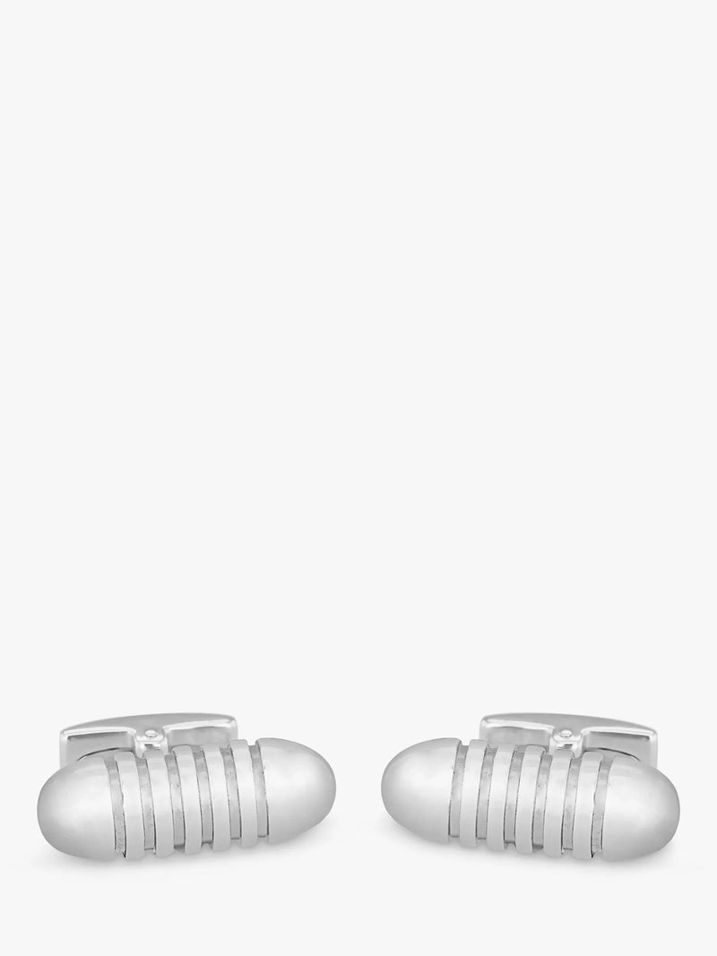 Hoxton London sterling silver ribbed bullet cufflinks - British product