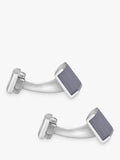 Boutons de manchette rectangulaires œil de chat Hoxton London argentés gris, importés du Royaume-Uni
