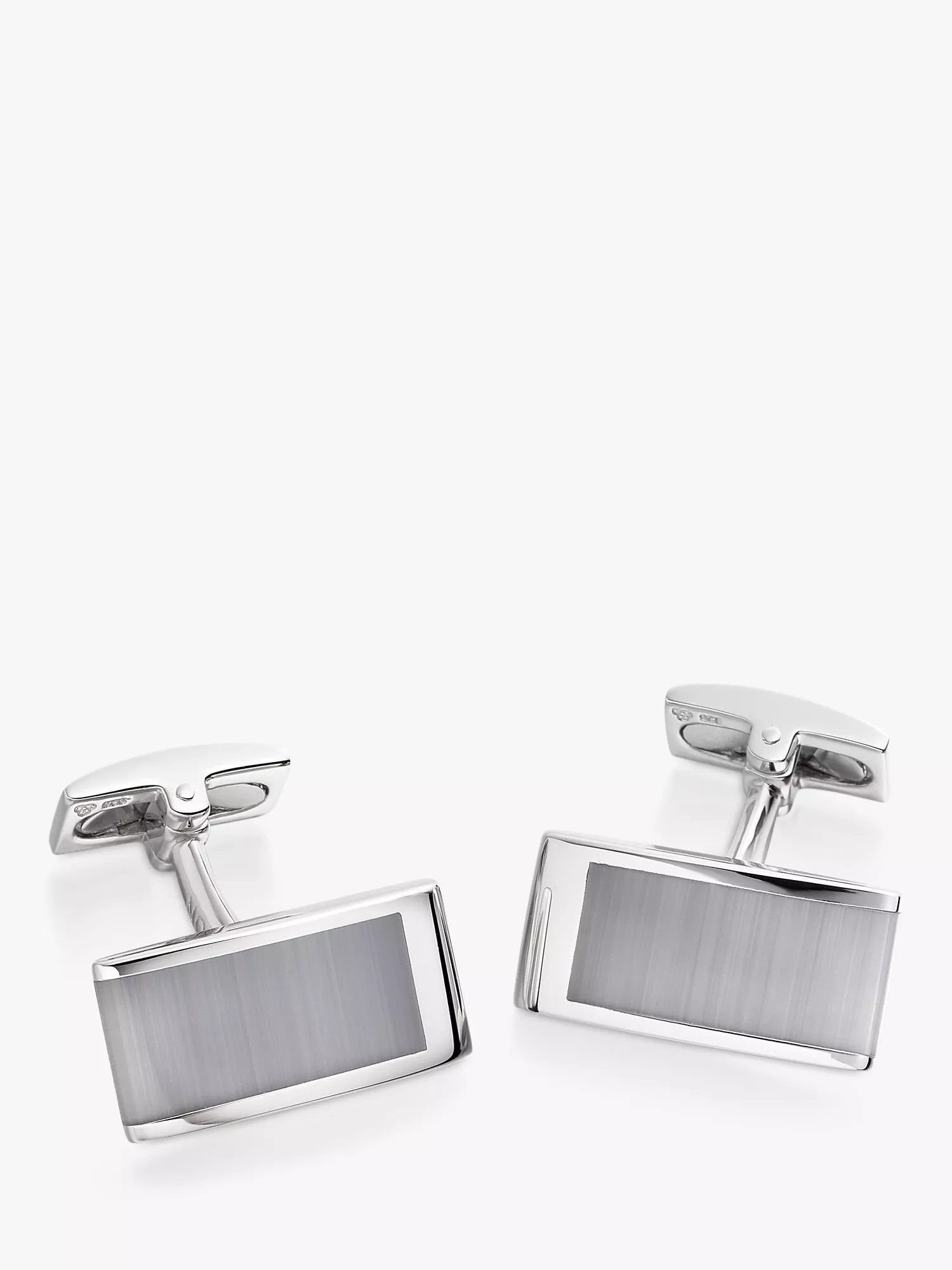Hoxton London sterling silver cat's eye cufflinks 1x2.1cm (British brand)