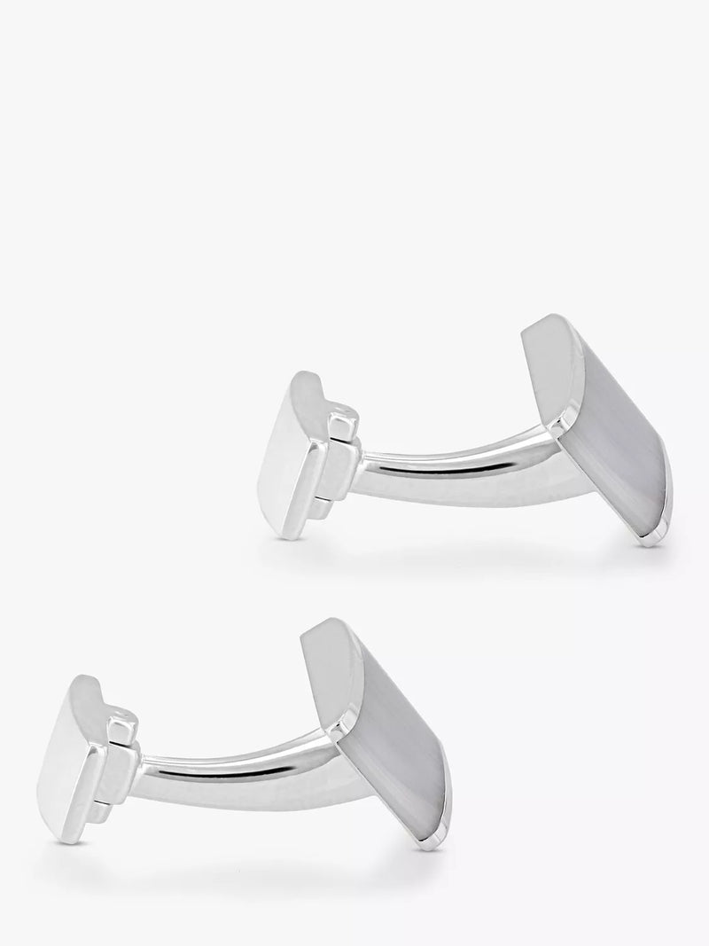 Hoxton London sterling silver cat's eye cufflinks 1x2.1cm (British brand)