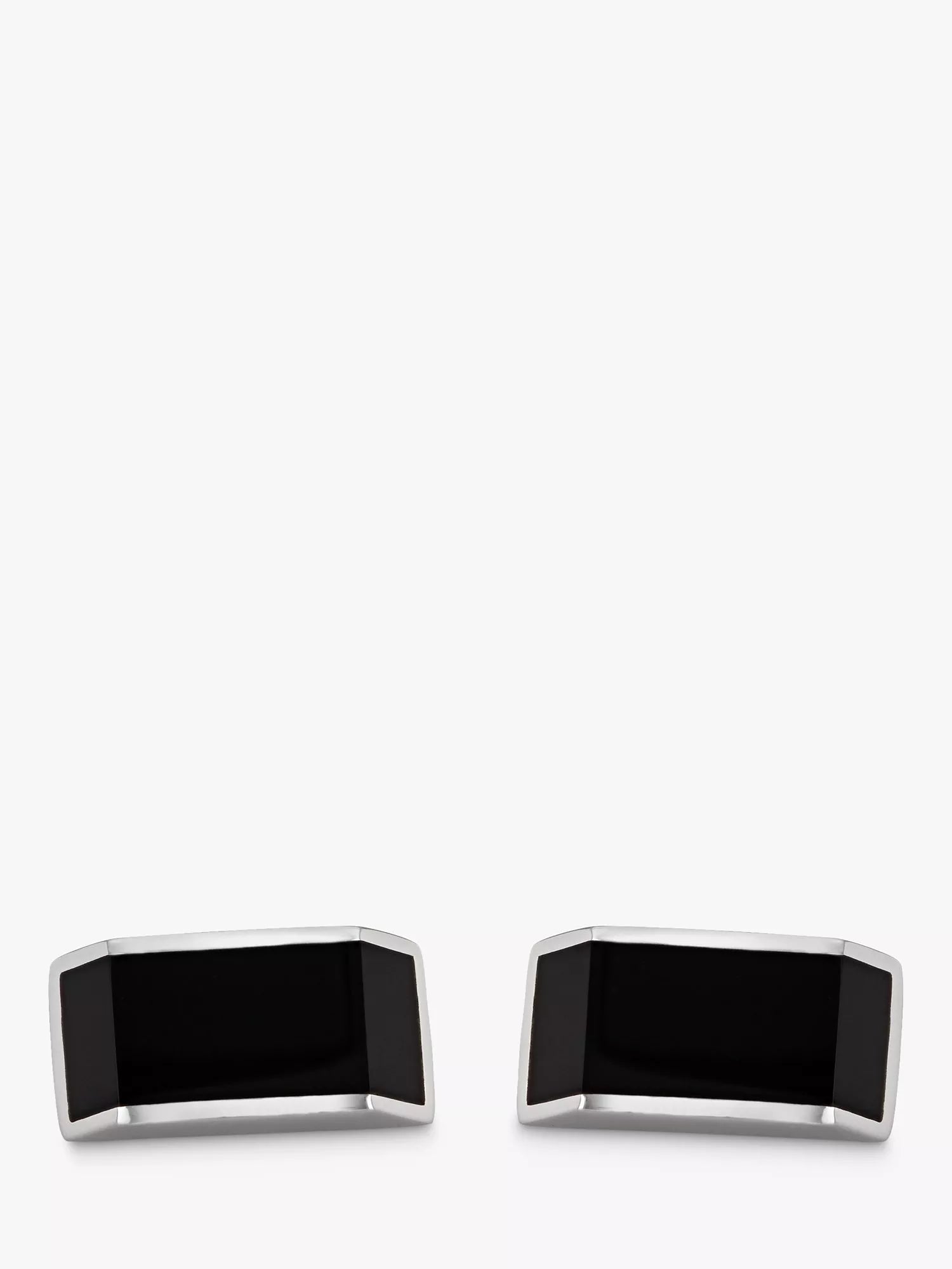 Hoxton London sterling silver cufflinks with black onyx rectangles, imported from the UK