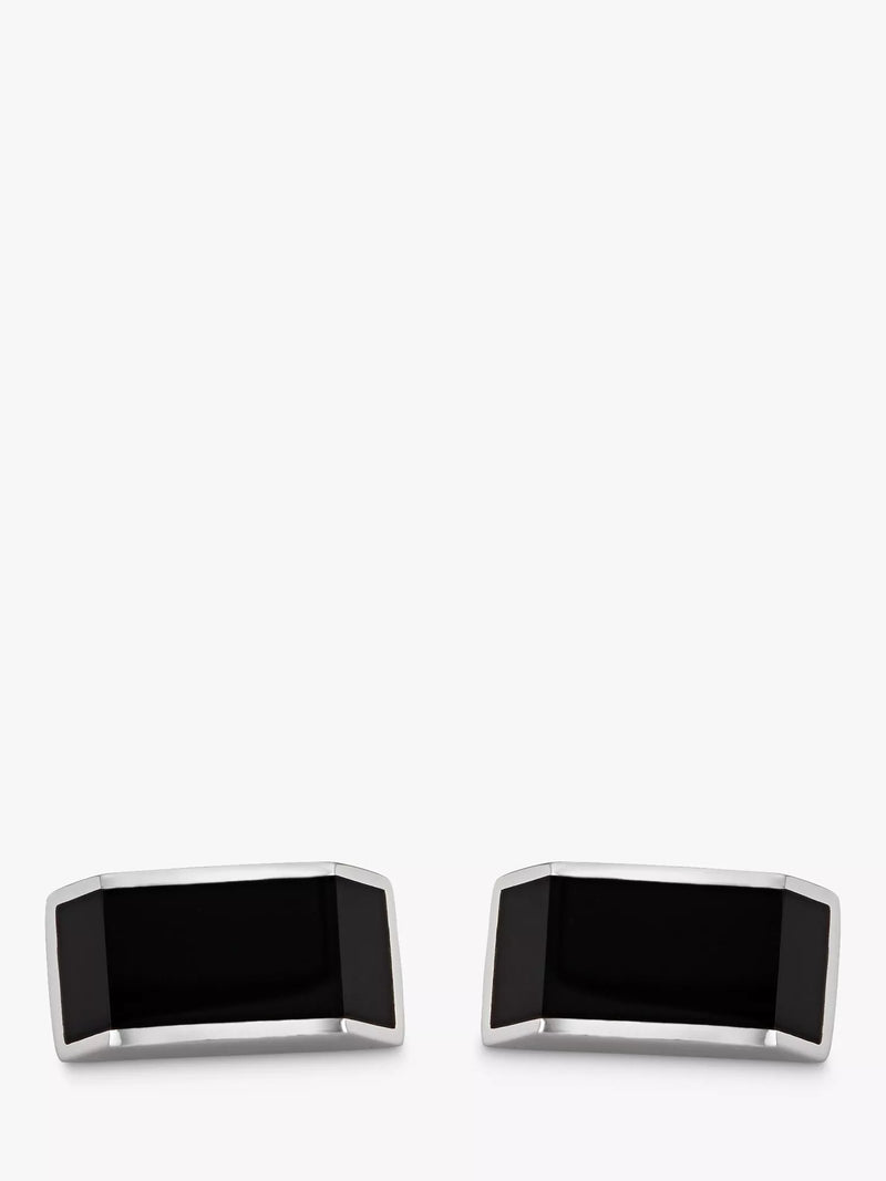 Hoxton London sterling silver cufflinks with black onyx rectangles, imported from the UK