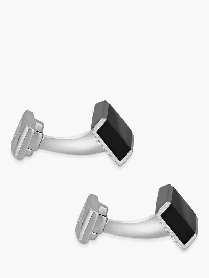 Hoxton London sterling silver cufflinks with black onyx rectangles, imported from the UK