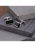 Hoxton London sterling silver cufflinks with black onyx rectangles, imported from the UK