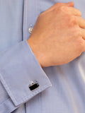 Hoxton London sterling silver cufflinks with black onyx rectangles, imported from the UK