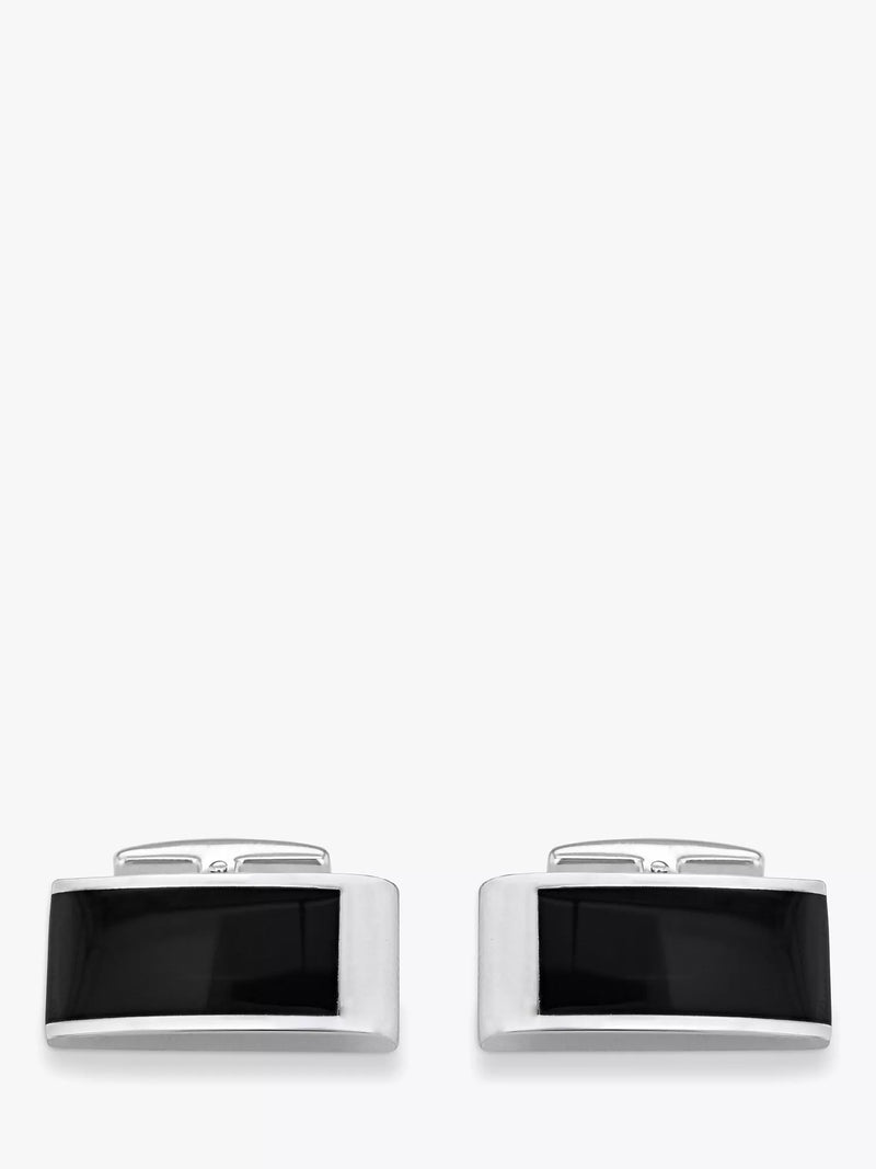 Hoxton London sterling silver onyx cufflinks, imported from the UK