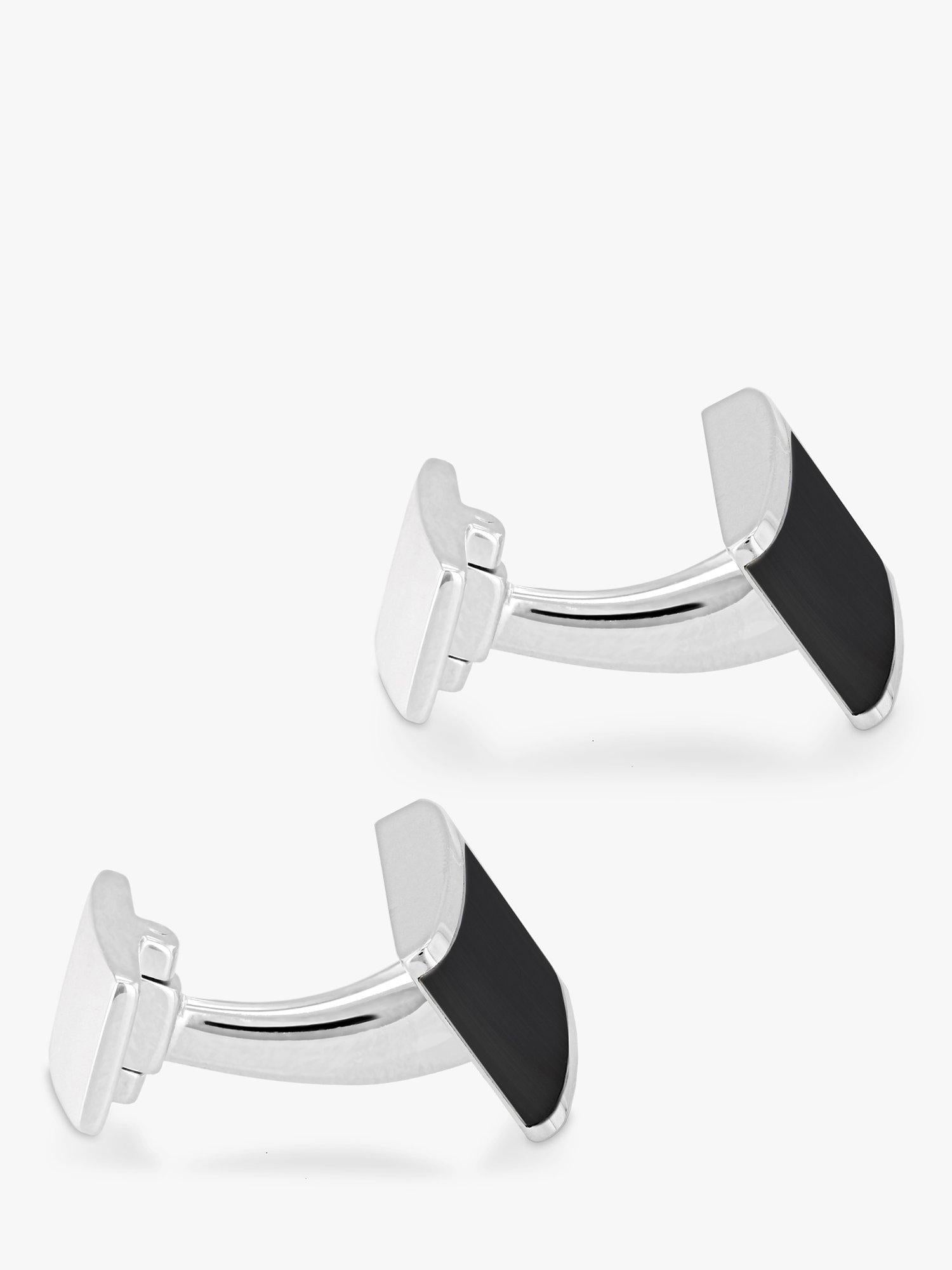 Hoxton London sterling silver onyx cufflinks, imported from the UK