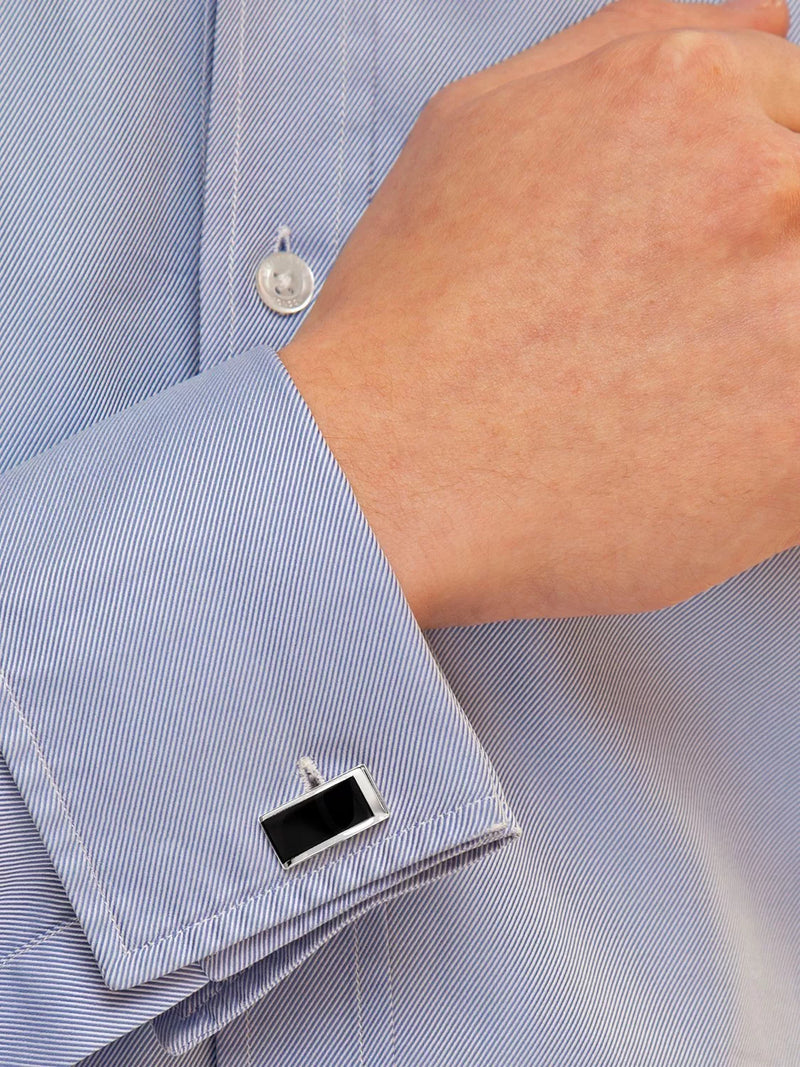 Hoxton London sterling silver onyx cufflinks, imported from the UK