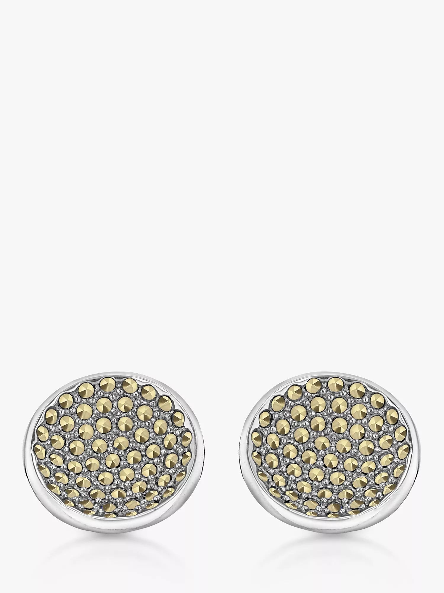 Hoxton London round sterling silver cufflinks with marcasite set, UK version