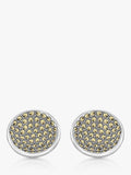 Hoxton London round sterling silver cufflinks with marcasite set, UK version