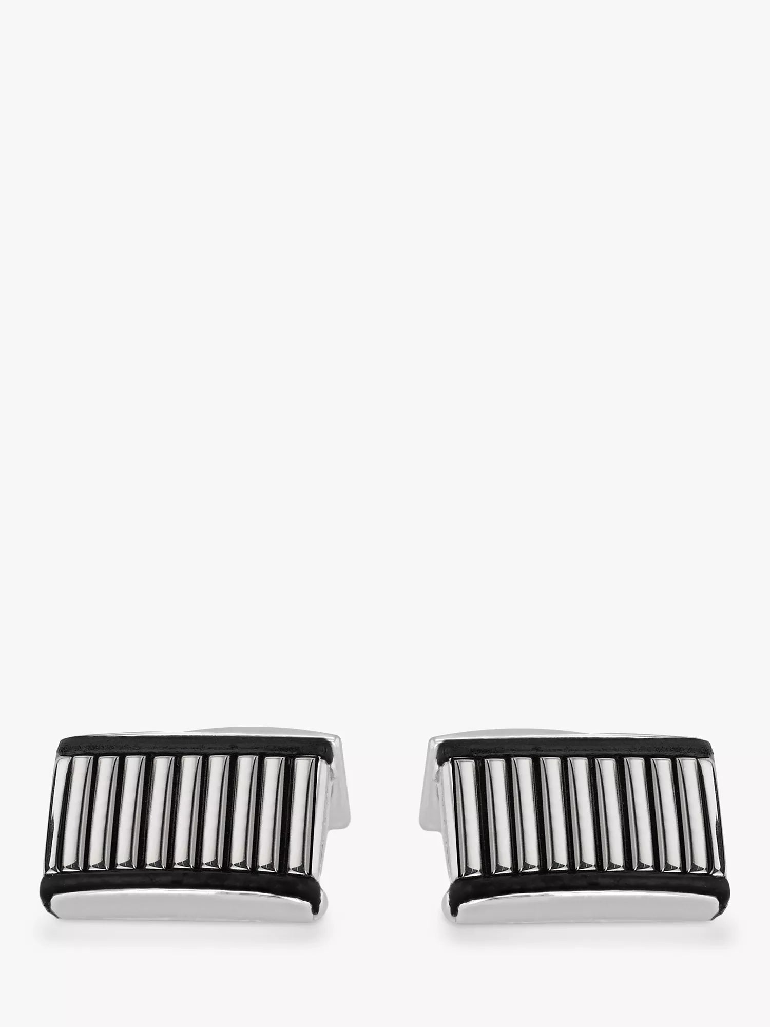Hoxton London sterling silver cufflinks with ribbed leather - British product