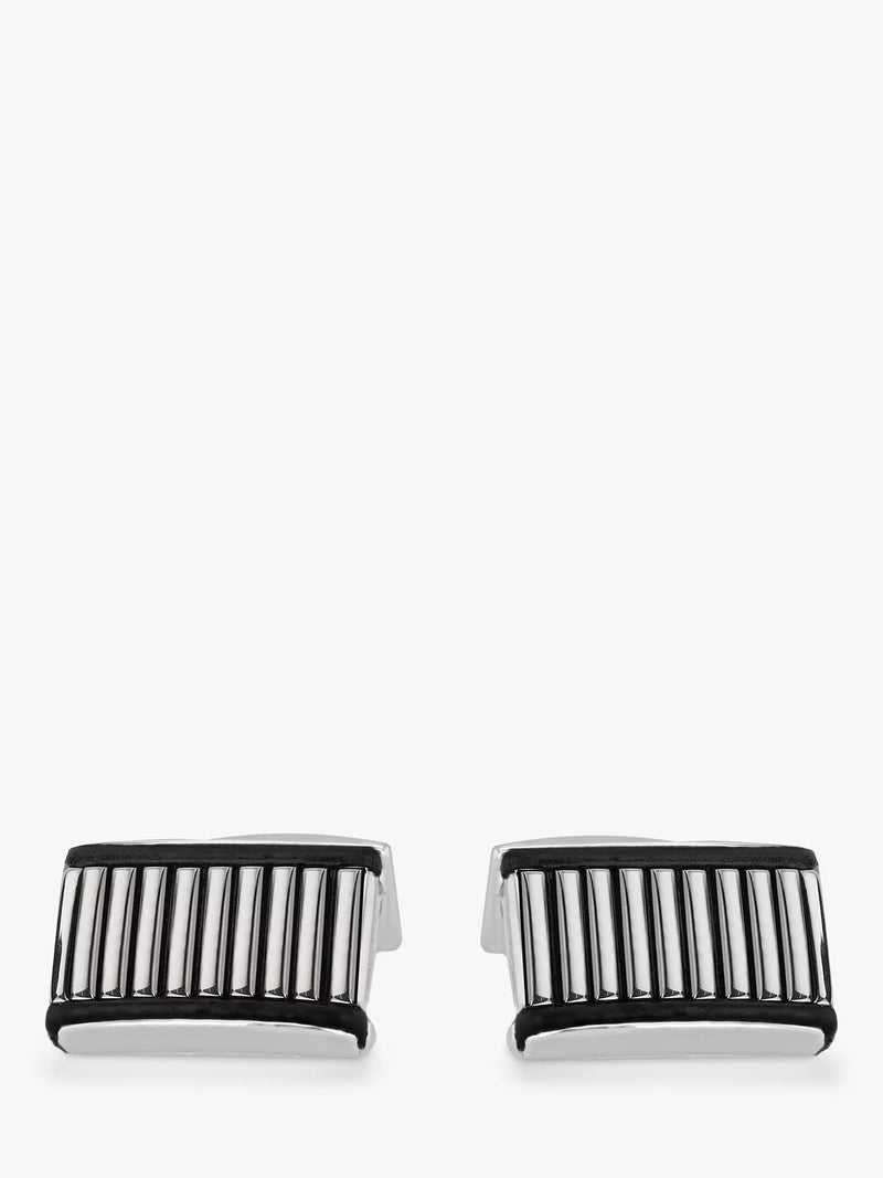 Hoxton London sterling silver cufflinks with ribbed leather - British product