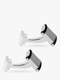 Hoxton London sterling silver cufflinks with ribbed leather - British product