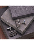 Boutons de manchette Hoxton London en argent sterling avec cuir nervuré - Produit britannique