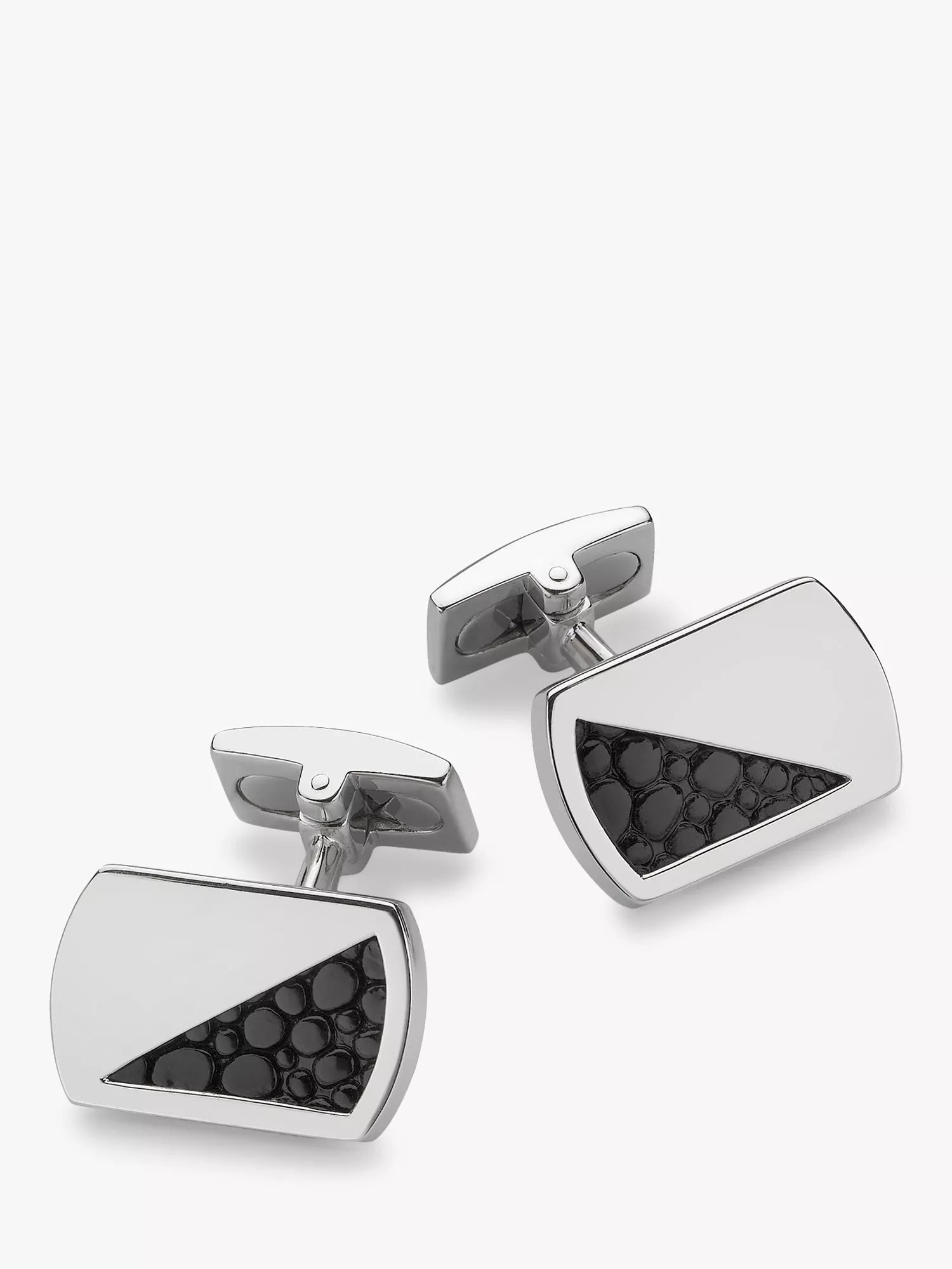Hoxton London rectangle leather inlay cufflinks (British brand)