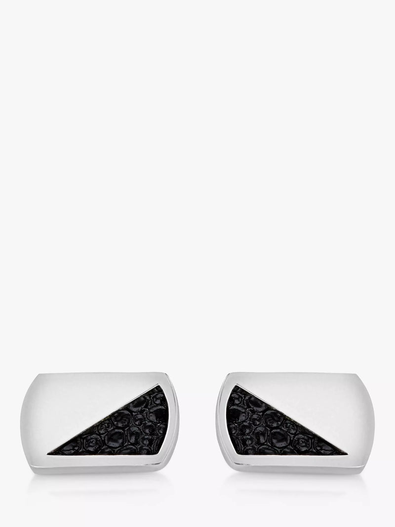 Hoxton London rectangle leather inlay cufflinks (British brand)