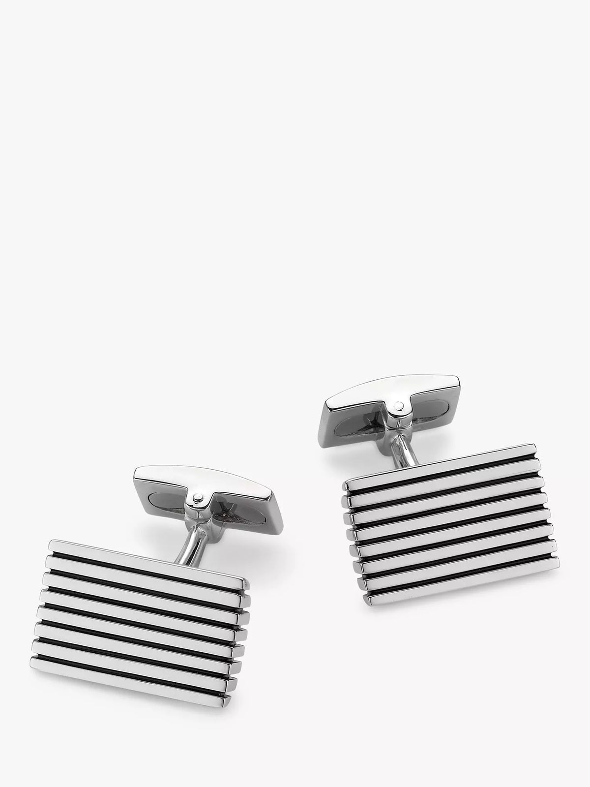 Hoxton London Striped Rectangle Cufflinks, Silver
