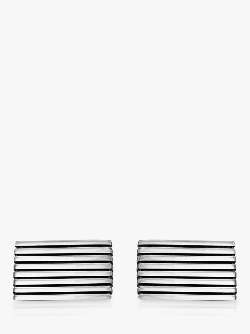 Boutons de manchette rectangulaires rayés en argent sterling Hoxton London, version UK