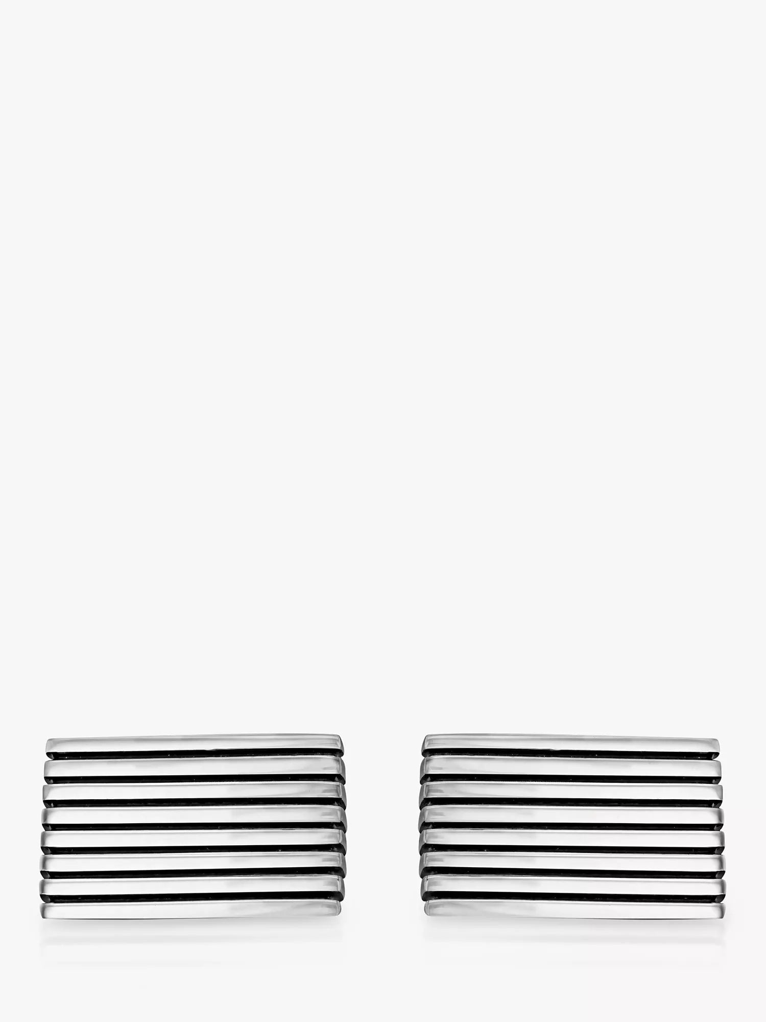 Hoxton London sterling silver striped rectangle cufflinks, UK version