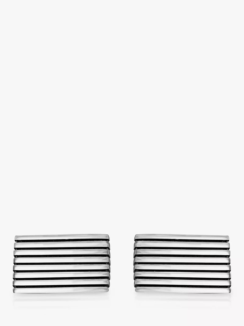 Hoxton London sterling silver striped rectangle cufflinks, UK version