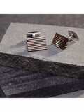 Hoxton London sterling silver striped rectangle cufflinks, UK version
