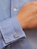 Hoxton London sterling silver striped rectangle cufflinks, UK version