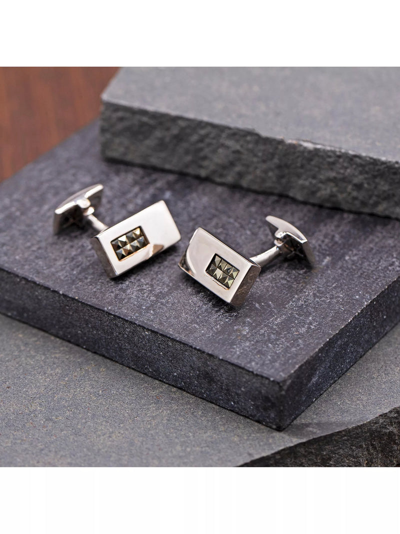 Hoxton London pyramid marcasite cufflinks 1x2cm - British product