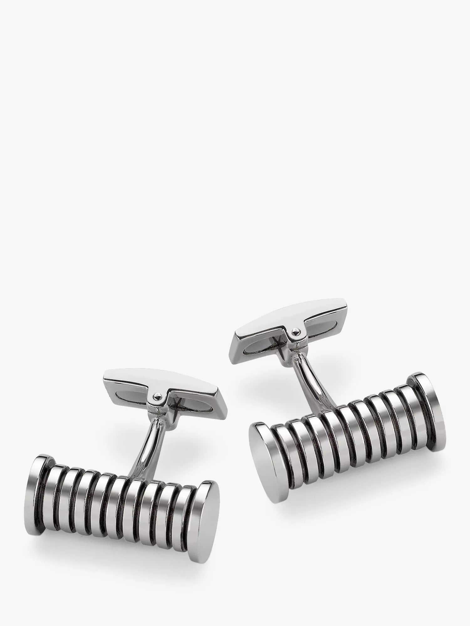 Hoxton London Striped Cylindrical Cufflinks, Silver