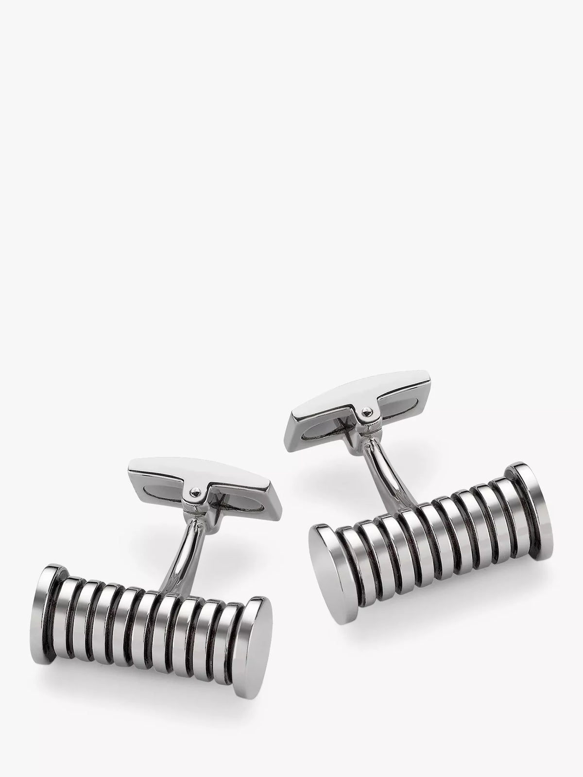 Hoxton London Striped Cylindrical Cufflinks, Silver