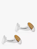 Hoxton London tiger's eye circular cufflinks sterling silver, imported from the UK