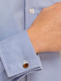 Hoxton London tiger's eye circular cufflinks sterling silver, imported from the UK