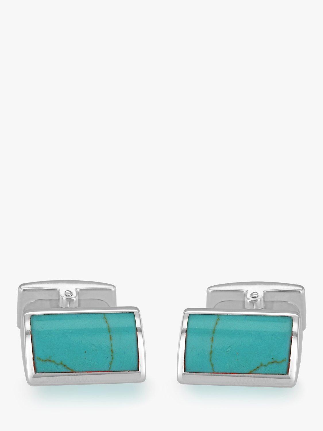 Hoxton London turquoise rectangle cufflinks - British product
