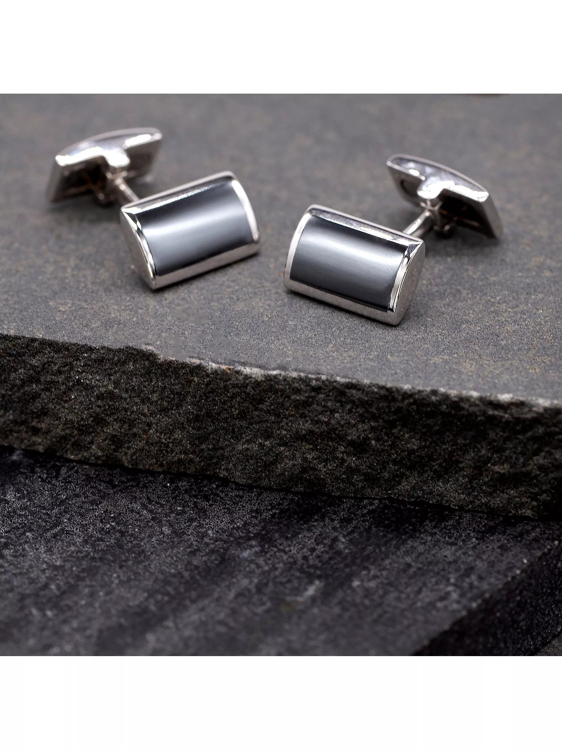 Hoxton London hematite rectangle cufflinks (British brand)