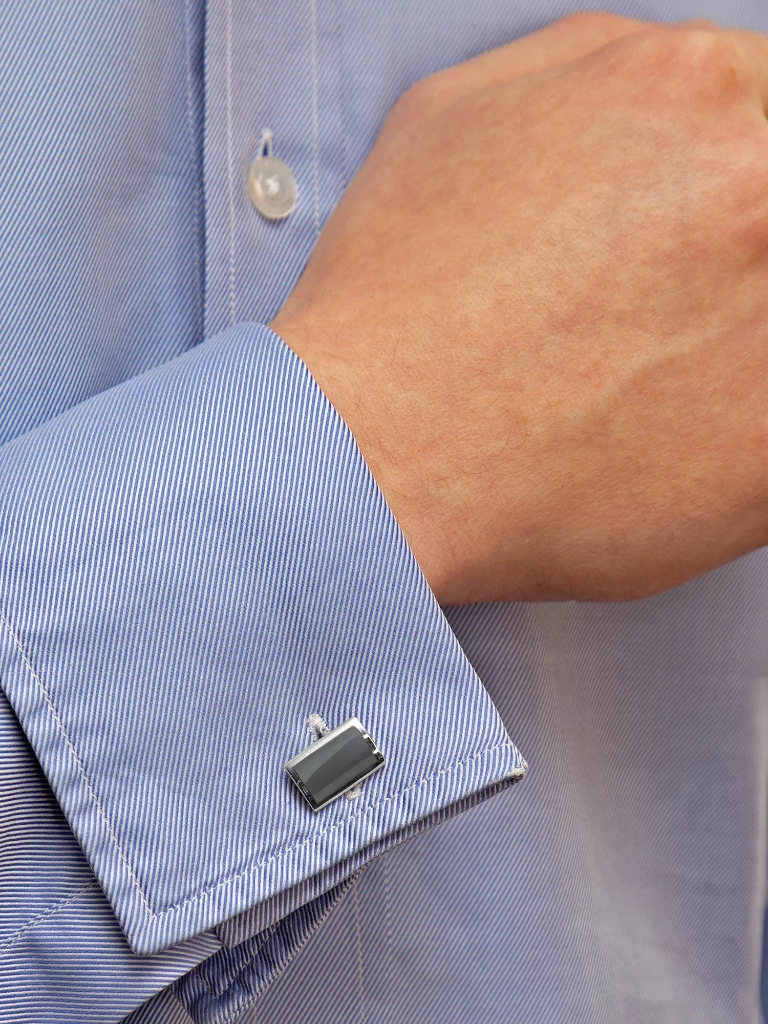 Hoxton London hematite rectangle cufflinks (British brand)