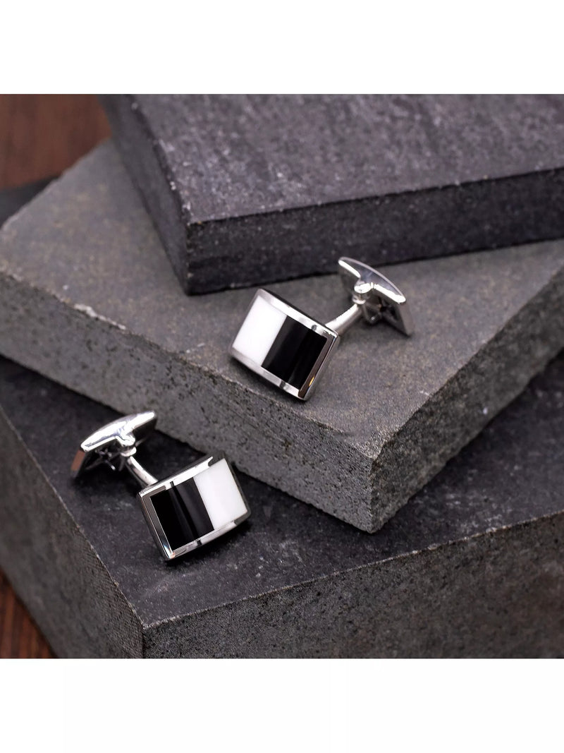 Hoxton London silver and multi agate cufflinks - British product