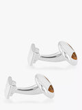 Hoxton London Tiger's Eye round cufflinks silver brown (British brand)