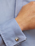 Hoxton London Tiger's Eye round cufflinks silver brown (British brand)