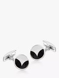 Hoxton London Agate Round Cufflinks, Silver/Black